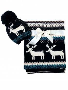 Fashion Knitted Moose Gift Set (Scarf, Hat)
